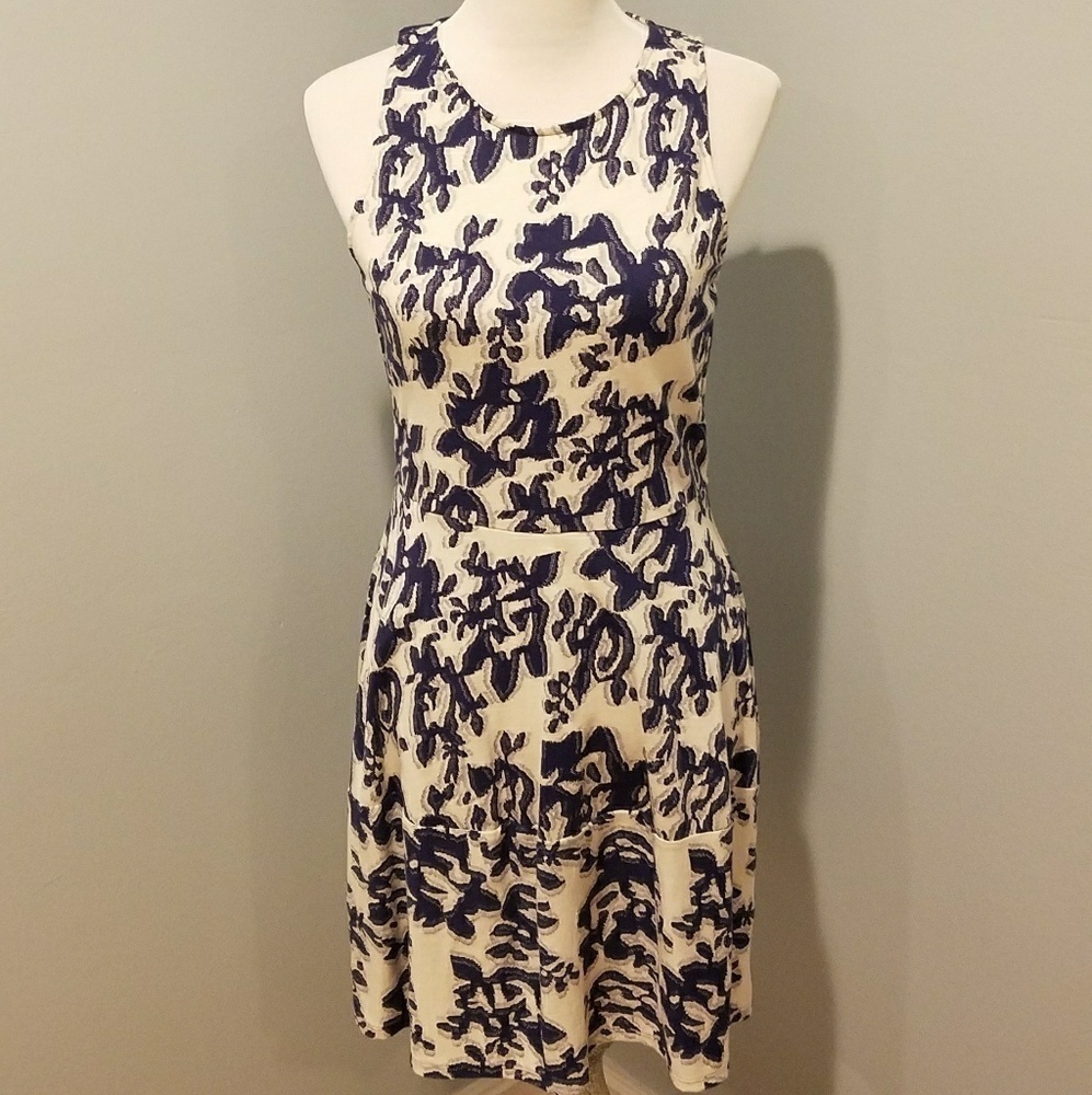 BCBG Cobalt & cream dress